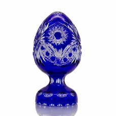 Хрустальное Пасхальное яйцо на подставке 05 Синее